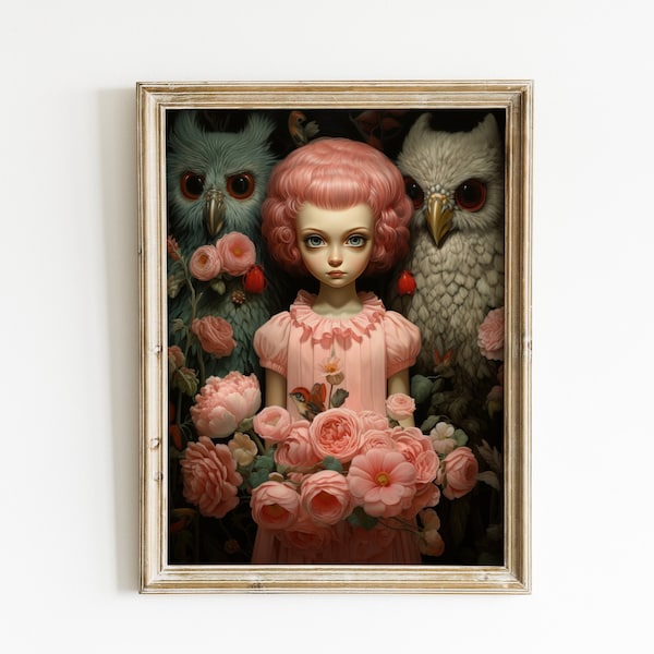 Innocent Whimsy: Enchanting Girl Inspired by Mark Ryden. digital download. printable image