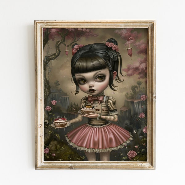 Whimsical Pink Paradise: Mark Ryden inspired. Limited Edition. Popsurrealism Artwork, available for Download and Print.