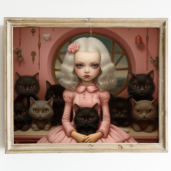 The Subtle Symphony: A Portrait in Harmony. Artwork inspired by Mark Ryden. digital download. printable image