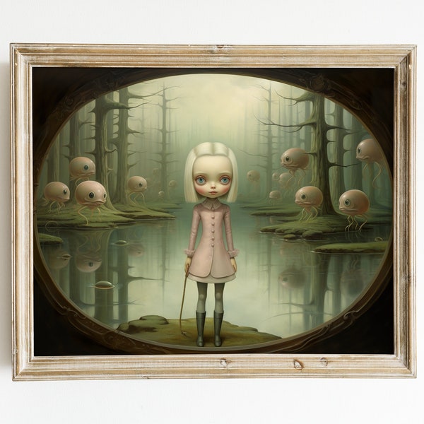 Enigmatic Elysium: Mark Ryden-Inspired Art. Digital download. Printable image.