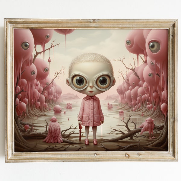 Gaze of the Surreal: A Captivating Fusion of Pop Surrealism and Lowbro Art - Digital Download for a Stunning Printable Image.