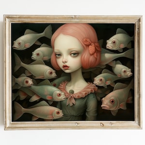 Fish Whispers: Artwork Inspired by Mark Ryden. digital download. printable image