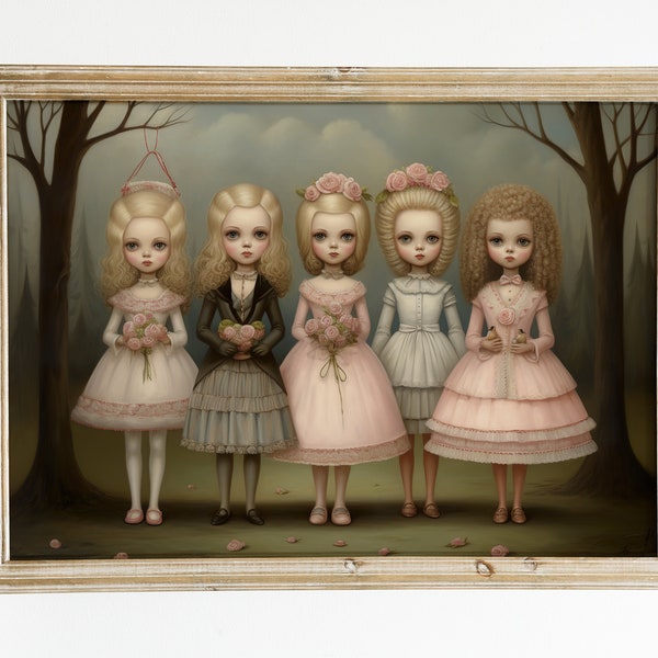 Five Whimsical Beauties: Artwork Inspired by Mark Ryden. Limited Edition. digital download. printable image