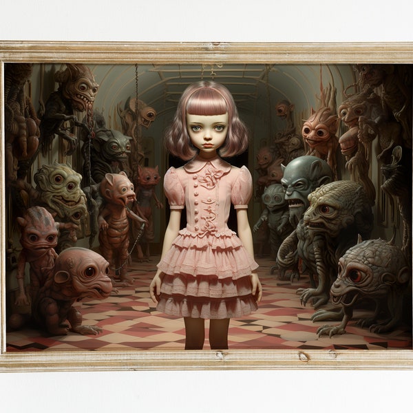 Enigma's Reverie. Artwork Inspired by Mark Ryden. digital download. printable image