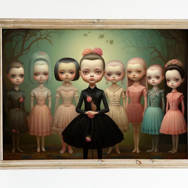 Sorority Sovereignty. Artwork inspired by Mark Ryden. digital download and printable image. Limited Edition.