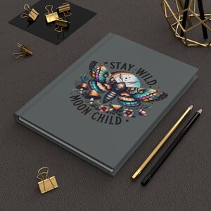 Diario Lunar Moth, Cuaderno Lunar Child, Regalo para wiccanos, Diario de escritura, Diario ecológico