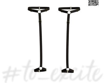 Liga para piernas, arnés para piernas, arnés blanco, arnés BDSM, arnés erótico, arnés con liguero, arnés blanco, lencería con tiras