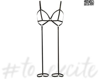 Arnés de bondage, arnés fetichista, arnés de cuerpo completo, conjunto de lencería con tiras, braguita abierta, ropa interior sexy, lencería de tallas grandes, lencería atrevida