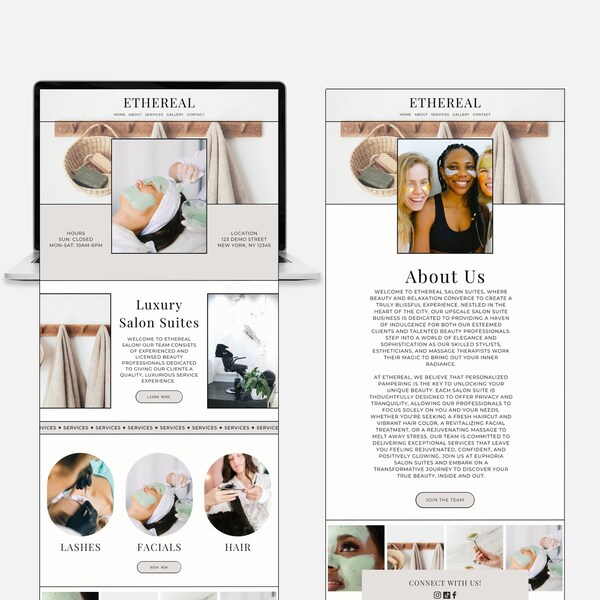 Squarespace Template Spa Etsy
