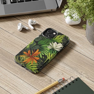 Jungle Leaves inspired Tough iPhone Case, iPhone 14, iPhone 14 Pro, Summer, Garden, Plant, houseplant, Vintage Look, Boho, Floral,  iPhone