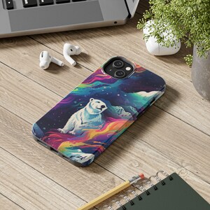 Polar Bear and Northern Lights inspired Tough iPhone Case, iPhone 14, Winter,  iPhone 14 13 12 11 Pro, Max, iPhone XS, XR, X, Mini Cover