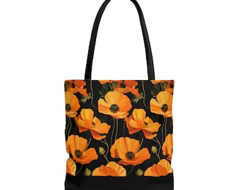 Bold California Poppy Tote Bag, Wildflower Tote Bag, Floral Tote Bag, Beach Bag, Shoulder Tote Bag, Shopping Bag, Gift for Her, Summer Bag