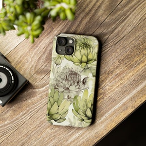 Garden Artichoke Flower Slim iPhone Case, iPhone 15, 14, 13, 12, 11, 8, 7, X, XR, XS iPhone 15 Pro, Plus, Max, Nature, Plants, phone casing