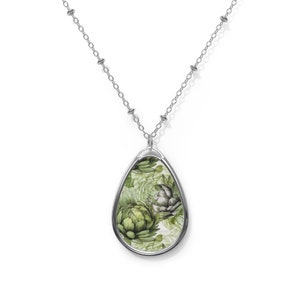 Artichokes Pendant Necklace, Floral, Boho, Garden Necklace. Nature, Plants, Vegetables, Vintage Design, Elegant Dainty Gift for her