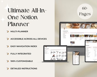 Notion Template Personal Planner | Notion Dashboard, All In One Notion Template, Notion Planner, Notion Organize Template, Editable Template