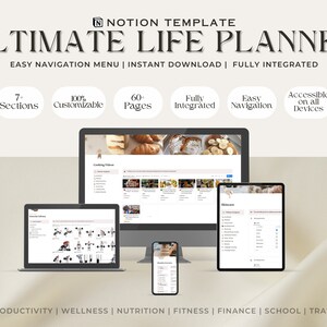 Notion Template Personal Planner | Notion Dashboard, All In One Notion Template, Notion Planner, Notion Organize Template, Editable Template