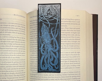 Kraken Bookmark, 2x6" Linoleum Print Bookmark, High-Quality Original Linocut Print, Handprinted, Reading Gift, Artwork by Emilie Hughes