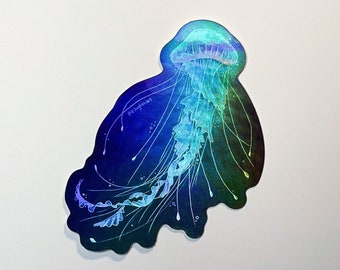 Jellyfish Sticker, 2.5x3" High-Quality Holographic Shine Sticker, Original Illustration by Emilie Hughes