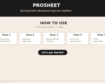 Bachelorette Expense Splitter Spreadsheet, Weekend Budget Tracker (Digital Download)