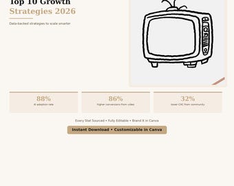 Topp 10 tillväxtstrategier år 2026 Digital nedladdningsbar infografik, anpassningsbar