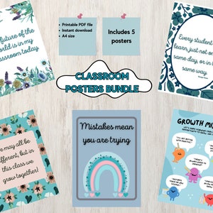 Motivational Printable Classroom Posters - Growth Mindset - Educational - Homeschool - Inspirational - Classroom Decor - Digital Download