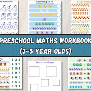 Preschool EYFS Maths Workbook – Number, Shapes, Pattern Activities (Digital Download)