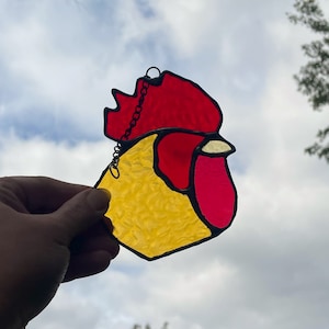 Rooster Stained Glass, Glass Art, Suncatcher, Unique Home Décor, Unique Gift,