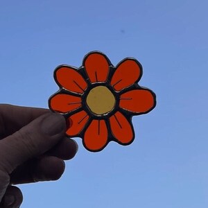 Orange Daisy Stained Glass, Suncatcher, Window Hangings, Unique Home Décor, Unique Gift