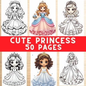 Princesses coloring pages, Fairy tale coloring pages, Girls&#39; coloring book, funny activity, Printable princess coloring