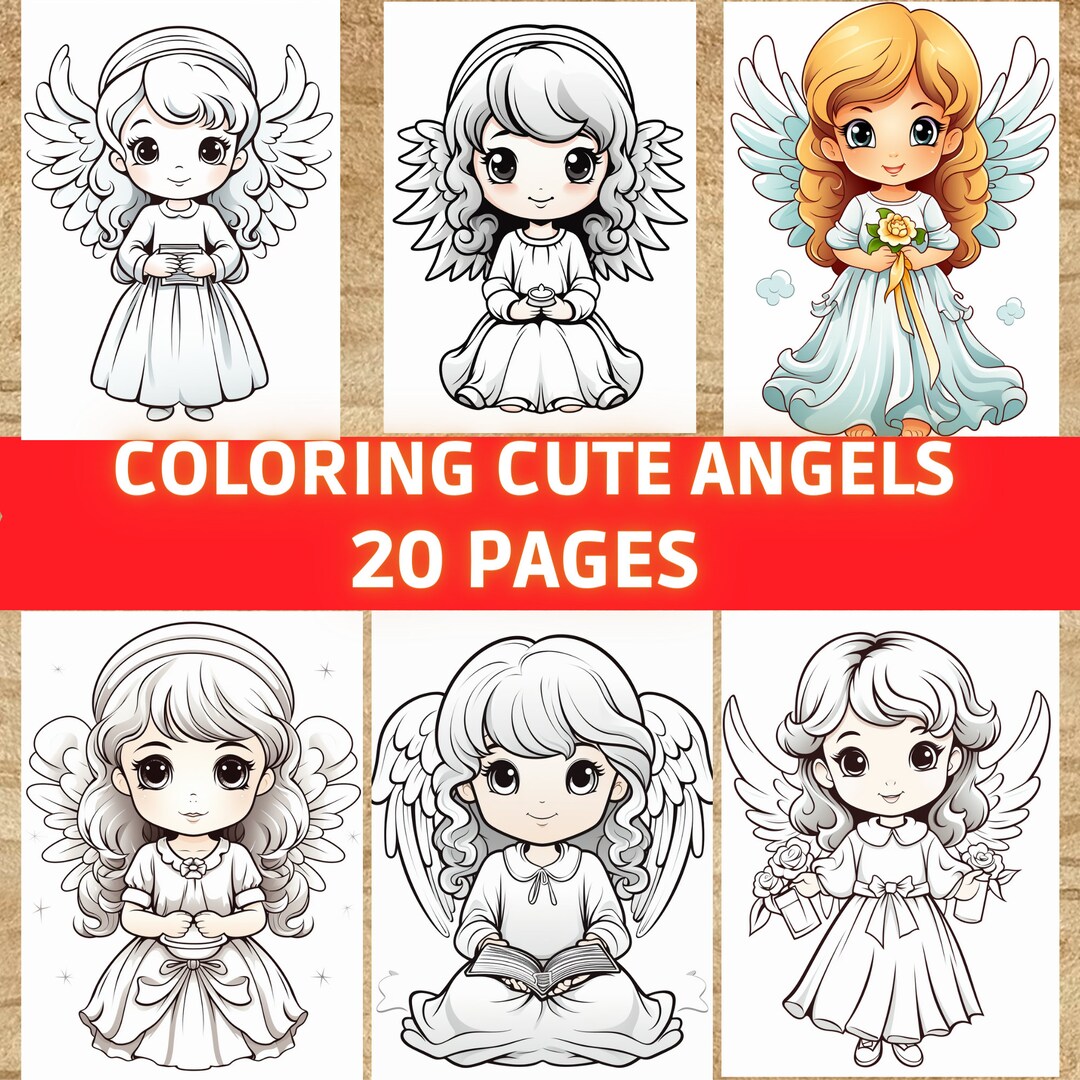 Angels Coloring Book , Printable Drawing, Cute Angel Coloring Pages ...