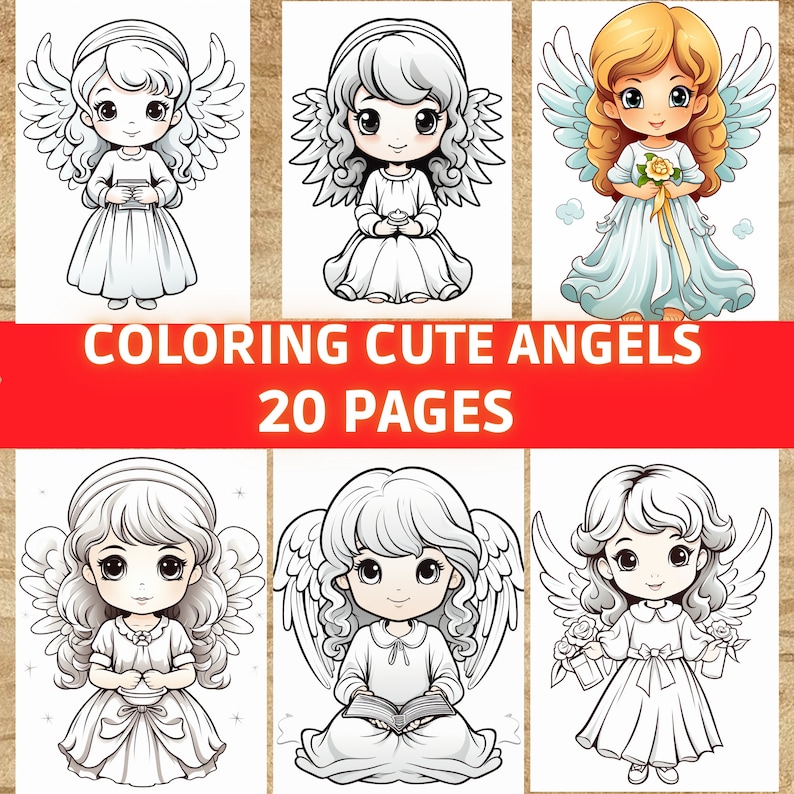 Angels Coloring Book , Printable Drawing, Cute Angel Coloring Pages ...