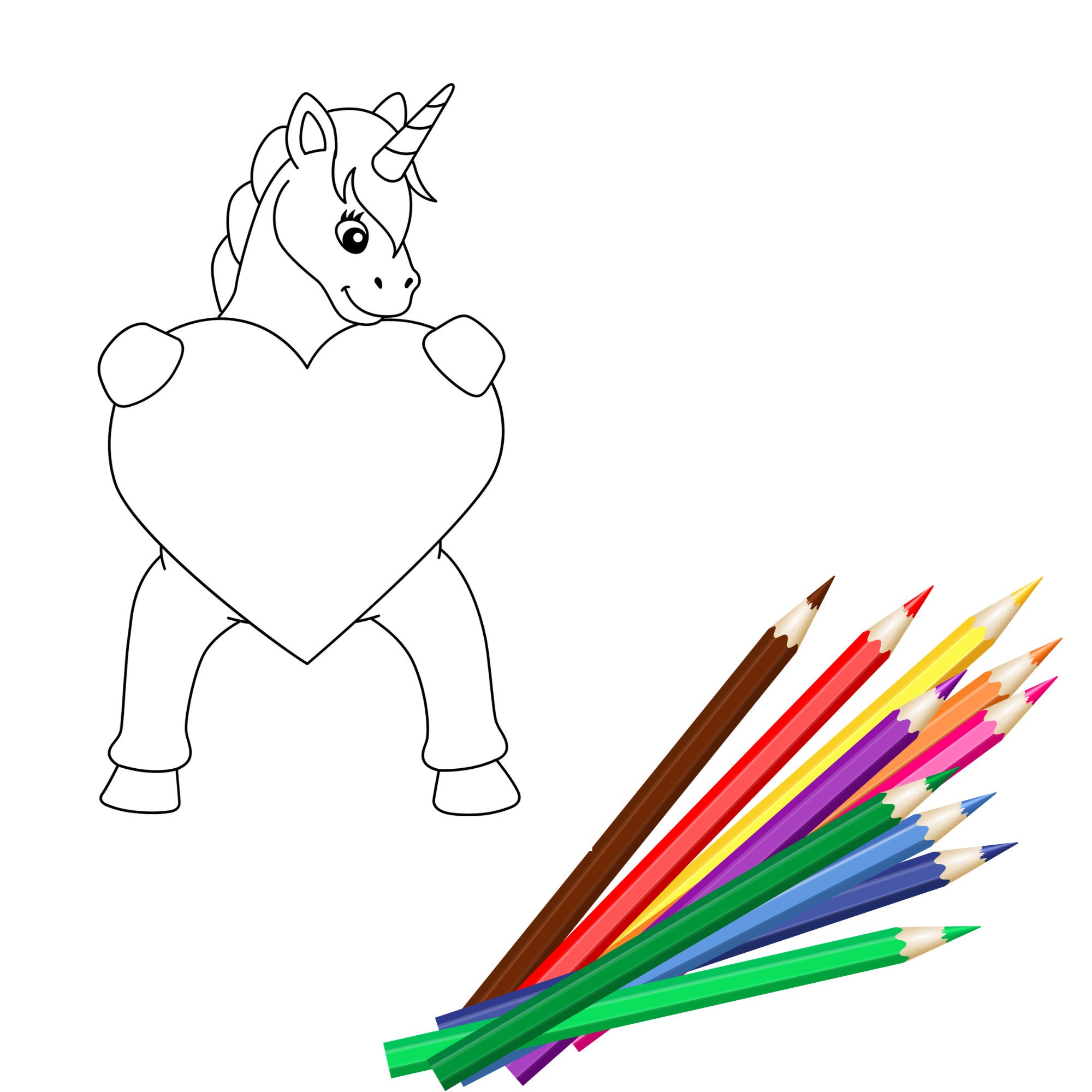 Coloring Crazy Unicorns Pages Kids Funny Simple Etsy