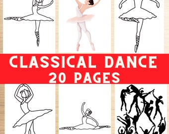Ballet dancer coloring pages, printable ballerina illustrations, dance coloring sheets, classical ballet coloring book