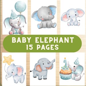 Baby Elephant clip art pages, baby shower, little kids, birth, birthday, sweet illustrations kids