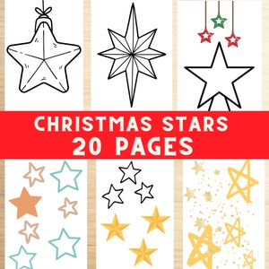 Christmas stars coloring book, decorations, holiday, activity, kids, design, to color