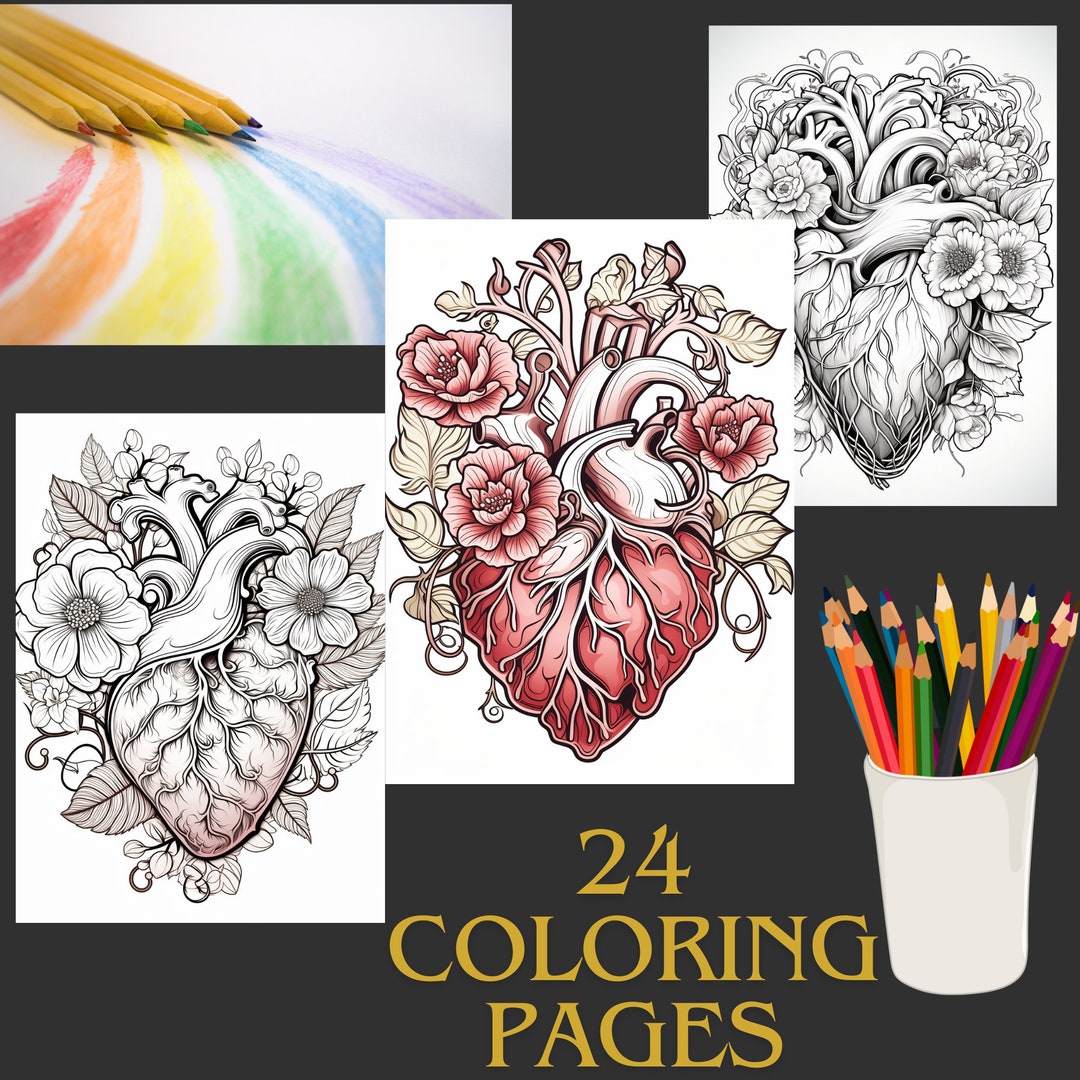 Heart Coloring Pages, Heart, Relax Activity, Valentine's Day, Romantic ...