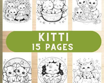 Cute Kitten Coloring Pages , Printable Fun for All Ages, Adorable Cat Drawings to Color - DIY Feline Art