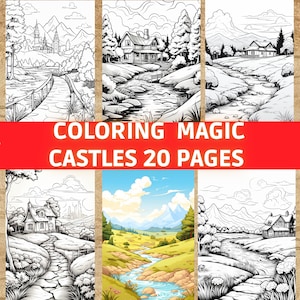 Coloring, Nature, Pages ,Landscapes, Wild, Kids, Book, Design