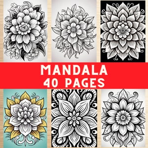 Può includere: Un set di 40 pagine da colorare mandala stampabili con intricati disegni floreali in bianco e nero. Le pagine sono perfette per adulti e bambini che amano colorare e rilassarsi.