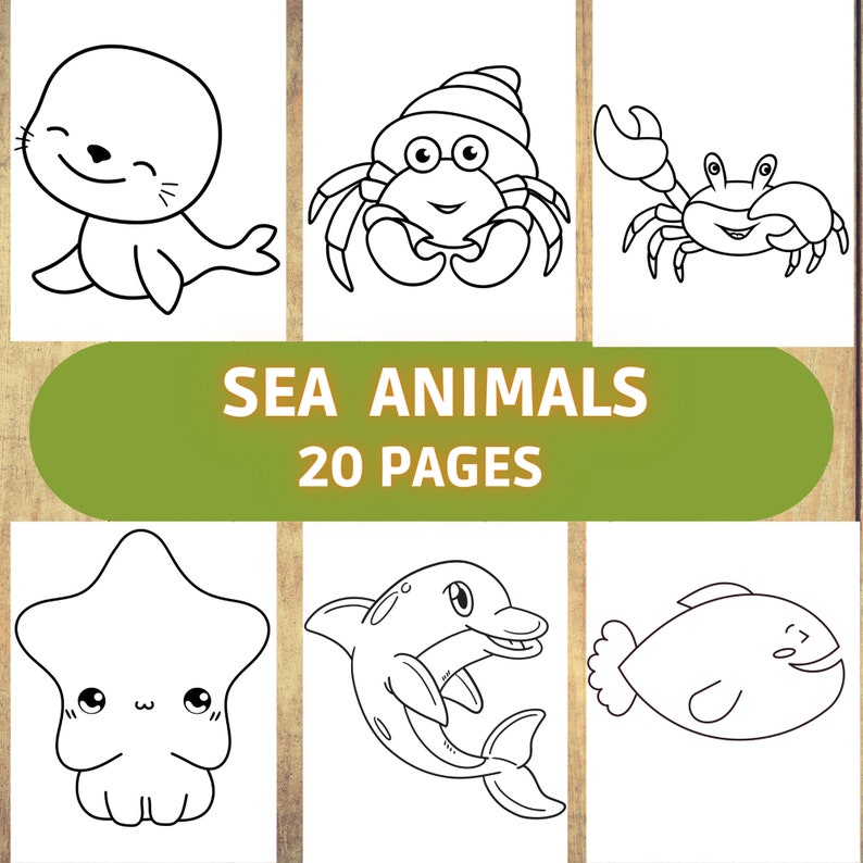 Coloring, Sea, Animals, Printable, Kids, Simple, Design, Pages ...
