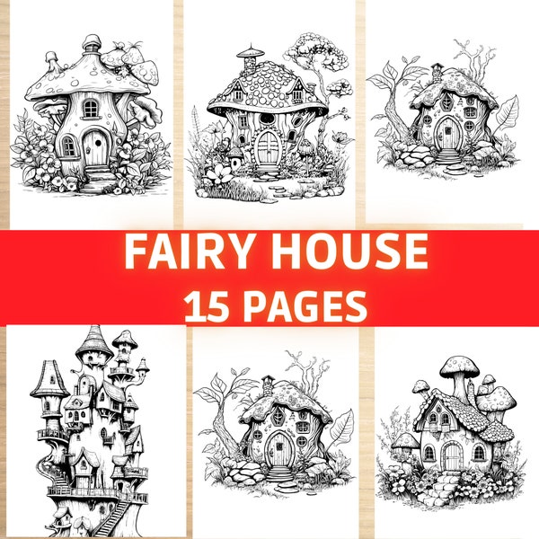 Coloring Magical Houses, Enchanted, Houses, Kids, pages, boog, Fun