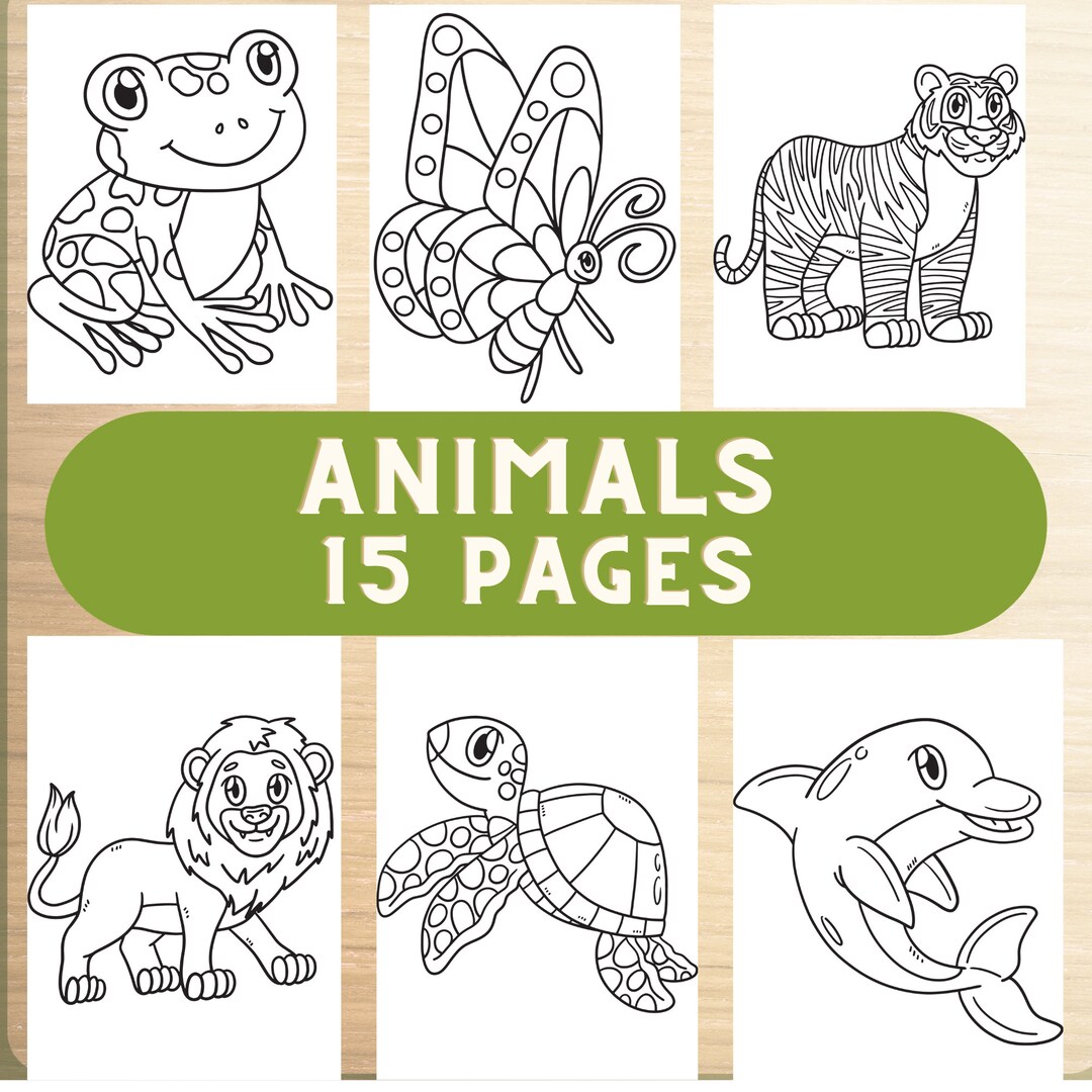 Animals Coloring Pages, Animals Coloring Book, Simple Drawings, Little