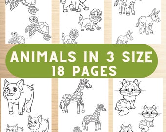 Dibujos para colorear de animales, libro para colorear de animales, libro para colorear para niños, colorear imprimible, colorear lindos, escuela de actividades, animales lindos