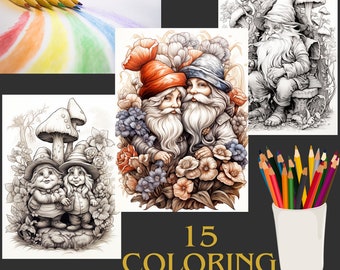 Gnomos de san valentin, dibujos para colorear gnomos, personaje adorable, dibujos romanticos, dibujos del dia de los enamorados, dia de los enamorados, dibujos para colorear,