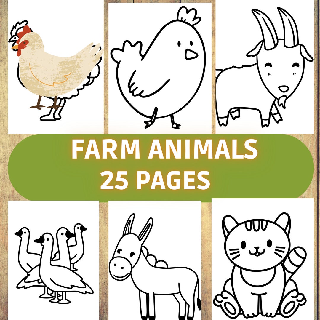 25-coloring-pages-animals-farm-coloring-book-simple-design-for