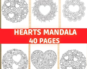 Mandala, Mandala coloring pages, Heart Mandala Coloring Pages, Heart, Coloring Pages, Relax Activity, Heart coloring pages, Valentine's day