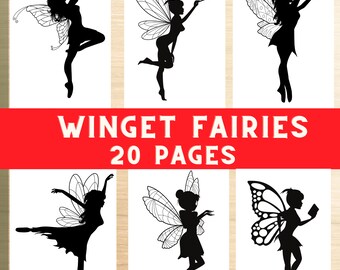 Coloring, winget, fairies, kids, pages, magic, fantastic, design, adults, party, digital
