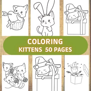 Kittens coloring pages, kids activities, cute kitten coloring design, printable book, children&#39;s activity, simple style