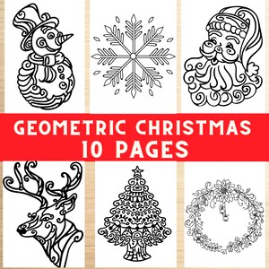 Coloring Christmas pages, Geometric design book coloring ,decorations coloring book