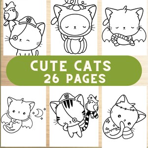 Adorable animal coloring pages, Cute Animal Coloring page, Cats coloring book, Printable animals drawing,Kids coloring pages